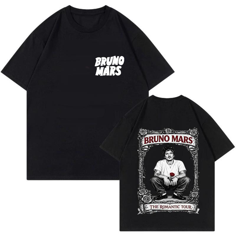 2026 Hot Sale Men Women Fashion Short Sleeve Tshirt Graphic Print T-shirt Vintage Bruno Mars The Romantic Tour 2026 T Shirt Streetwear Clothes Top