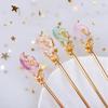 1PC Antique Glass Hairpin Hanfu Ancient Fashion Hair Accessories with Headwear Versatile Simple Style Decorative Accessories
