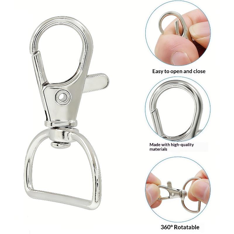 100 Silver Clip Hooks For Making Id Rope 360 Rotating Rust Proof Hooks For Bags Keychains And Pendants