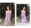 Dopamine Stunning Purple Spaghetti Strap Waist-Cinching Dress for Women's Summer Seaside Vacations