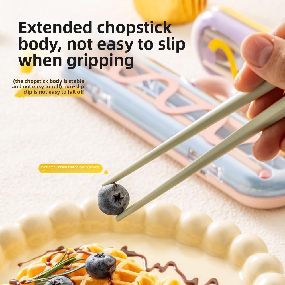 Dopamine Chopsticks Three-piece Set with Carrying Case Spoon Cutlery Set  Outdoor Dining