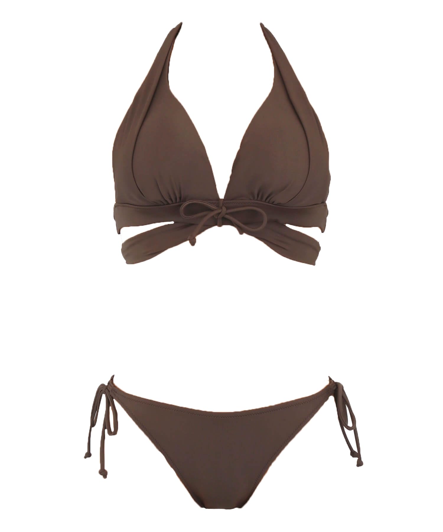 

Swimwear Bikini natural but firm Up bikini Brown [Sanai Paradise] set, [Natural Bra] Non-wired 55-53-2-1570 коричневий