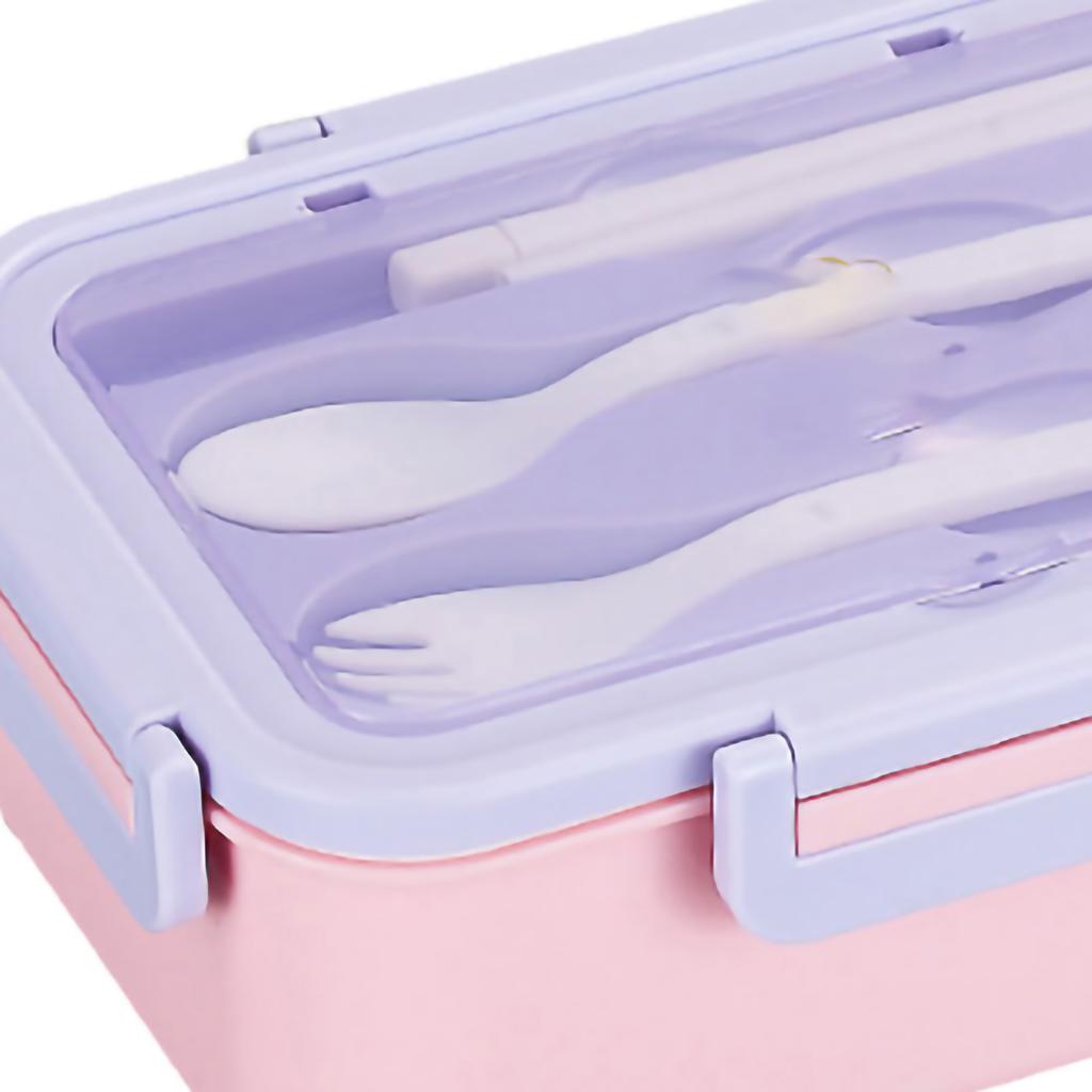 Bento Lunchbox Große Kapazität Gitterdesign Lebensmittelqualität PP Tragbare Lunchbox für Zuhause Büro Schule Schüler Lila Pink