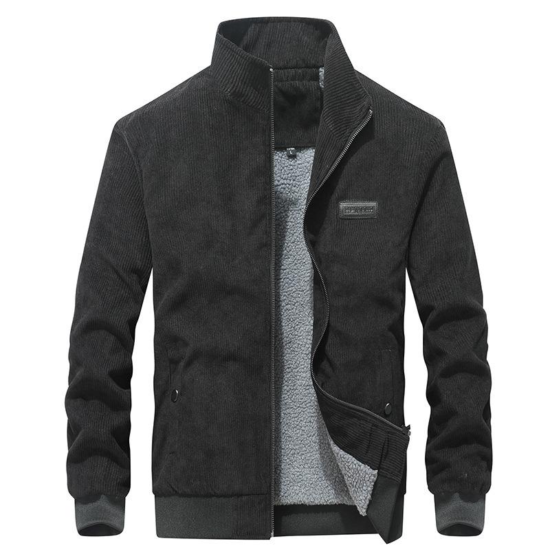 

Осенне-зимняя зеленая мужская повседневная вельветовая куртка-спецовка, мужская куртка-авиатор большого размера, флис, для бизнеса 2XL чёрный