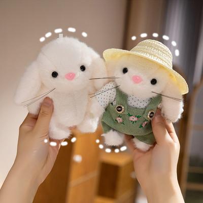 Chaveiro Feito à Mão Acessório de Bolsa Chaveiro Amuleto de Coelhos Jardineiros de Pelúcia Anéis de Chave Portáteis Ornamento de Bolsa