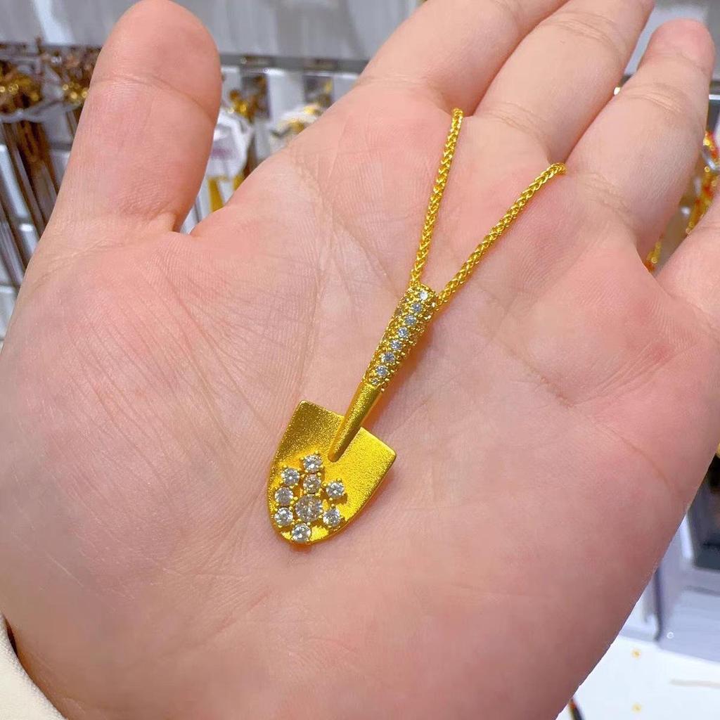 Vietnamese Gold Light Luxury Shovel Pendant Necklace - Creative Design Gift for Her