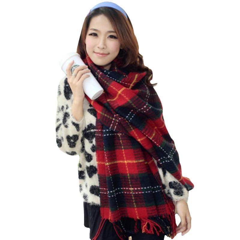 Autumn and winter new cashmere plaid scarf women's versatile fringed warm high-end scarf shawl Yiwu