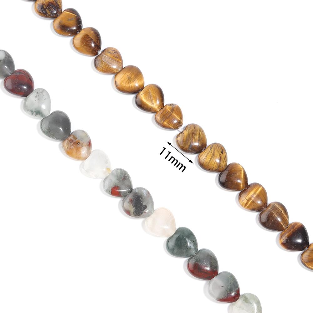 1 String Natural Stone Colorful Heart shaped Agate Tiger Eye Amethyst Blue Pine Spacer Beads DIY Charm Bracelet Necklace Jewelry