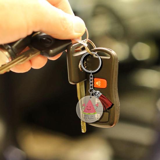 45Pcs Clear Funny Pattern Tassel Pendant Key Chains Kit with Mesh Bags