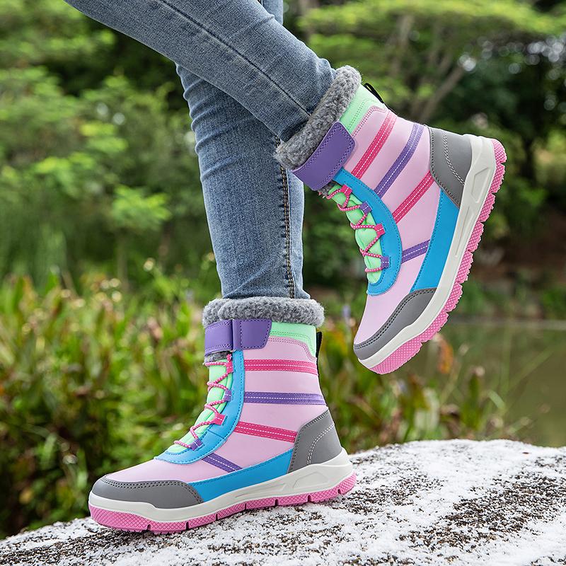 Winter Kinder Modische Fleece Warme Hohe Outdoor Baumwollstiefel Schneestiefel Lässige Baumwollschuhe