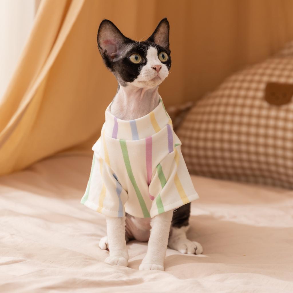 Pet clothes Autumn and winter bottoming shirt German cat clothes Striped cat clothes