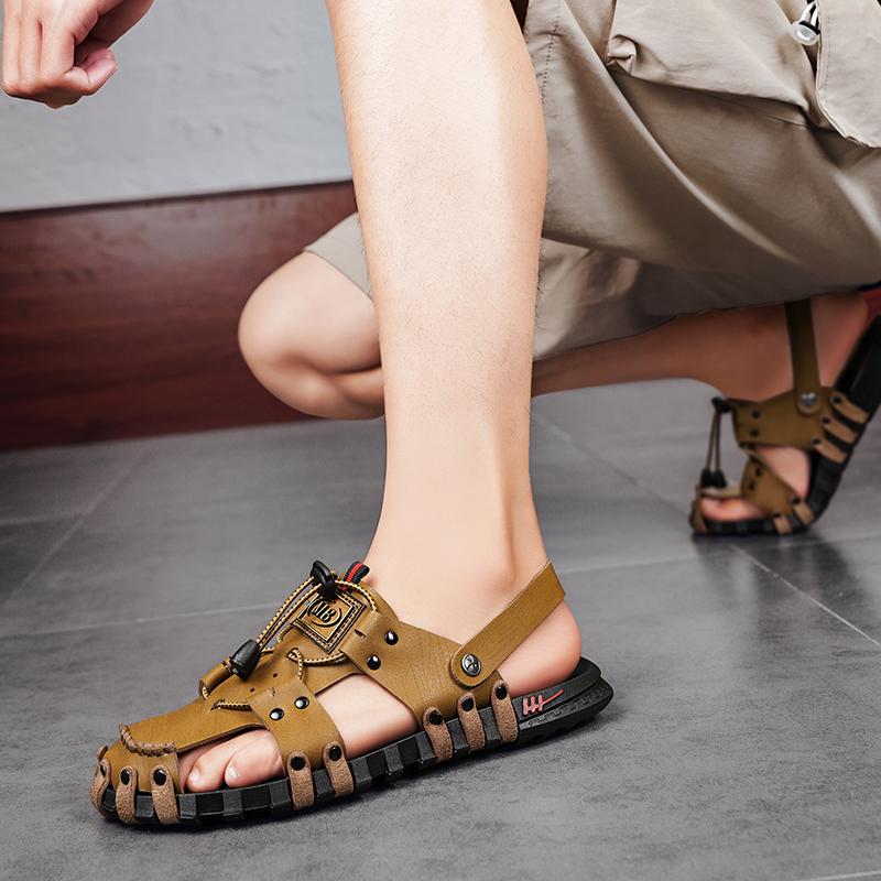 Fashion Hot Sale Men's Summer Sandals Breathable Leather Handmade Slippers Men Hand-made Beach Casual Shoes