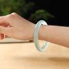 Natural Jade Bracelet Fashionable and Simple Blue and White Women's Ice Fine Round Jade Bracelet