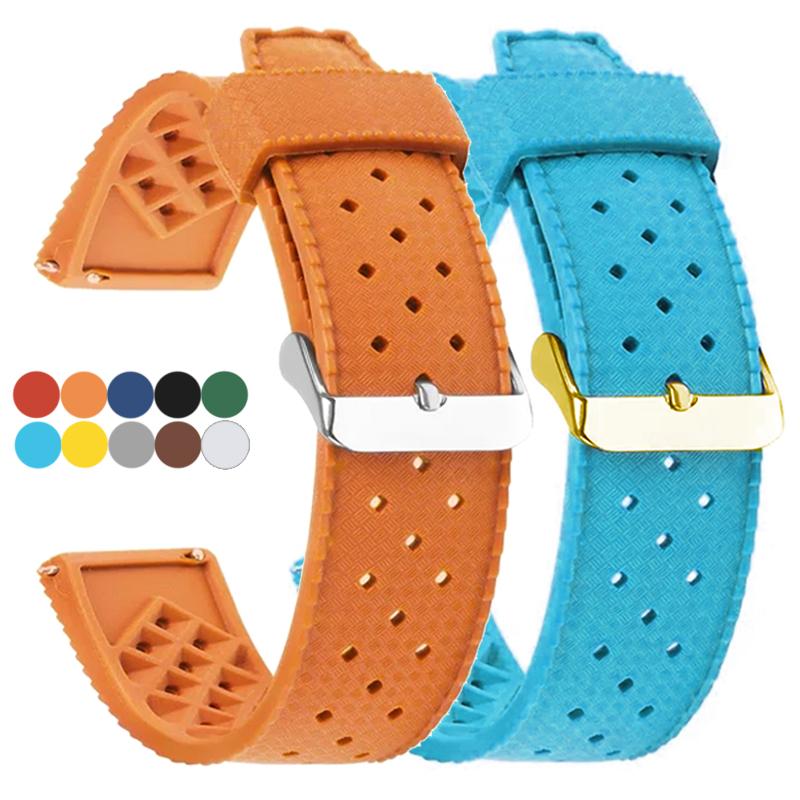 Tropical Silicone Watch Band Quick Release Watch Bracelet 20mm 22mm Soft Rubber Tropic Smart Watch Strap for Omega for Seiko