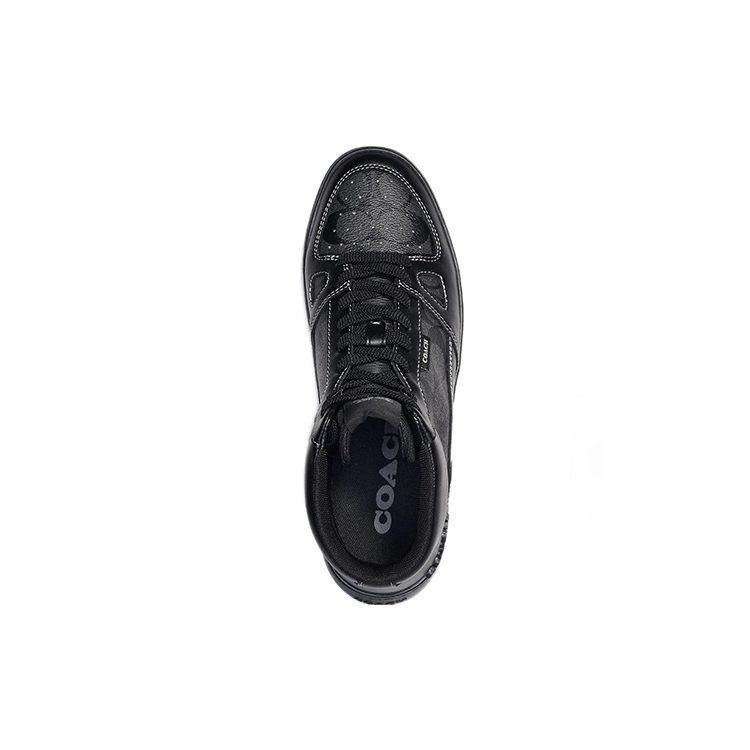 Coach Leather High Top High Top Stylish Skateboarding Shoes Men's Black CC736-BLK