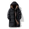 Long Knee Down Jackets for Men and Women, Winter New High-end% White Duck Down, Black and White Striped Jacket