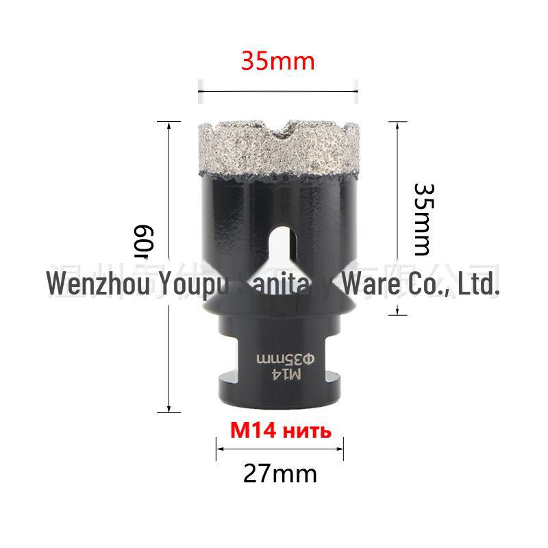 Apriscatole per foratura a secco con brasatura diamantata per foratura di piastrelle, lastre di marmo e roccia, 6 mm-150 mm M14