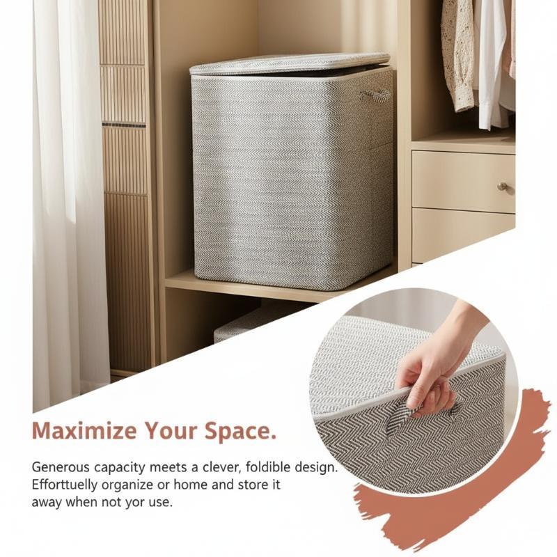 Large Clothes Storage Box 220L With Lid Foldable Storage Basket Organizer Bag for Laundry Bedding Bedroom Dorm Storage