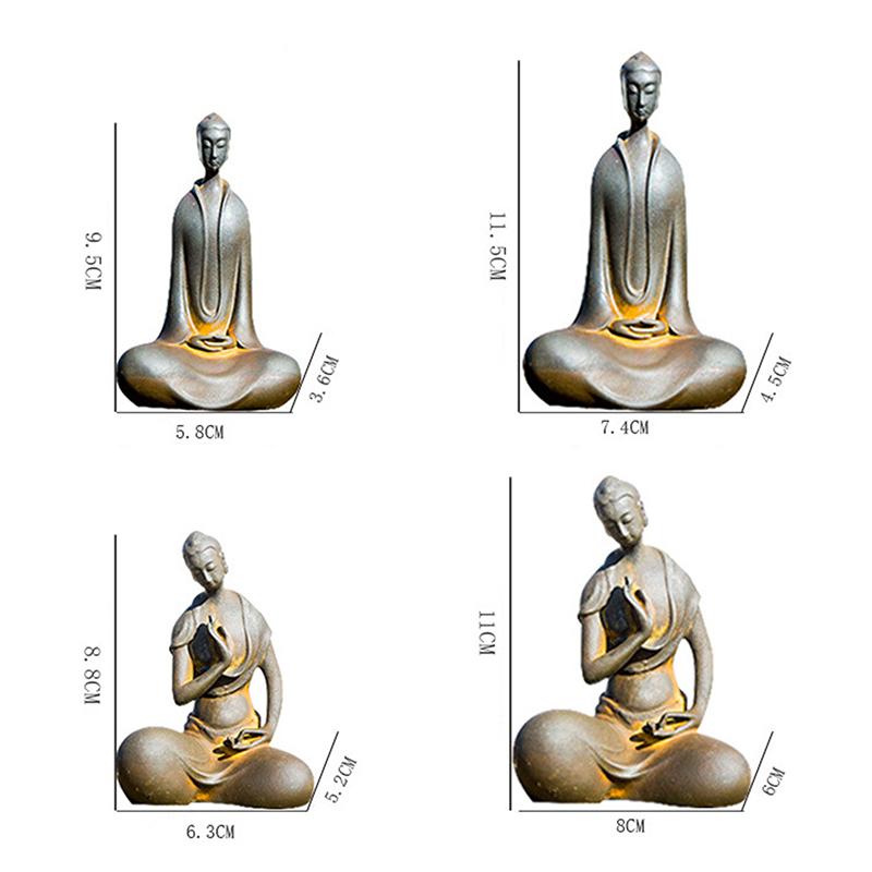 Japanese Iron Zazen Buddha Cast Iron Monk Figurine Minimalist Buddha Statues For Home Decor Mini Meditation Tabletop Home Decor