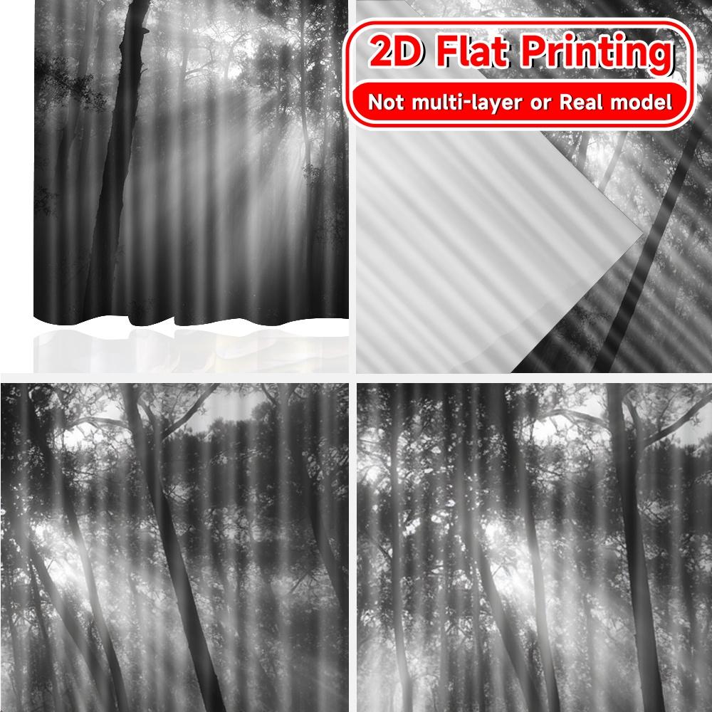 2D Flat Printing  2pcs Mystic Pines Popular Light Filtering Curtains 100% Polyester Curtains Room Decor Suitable for Living Room