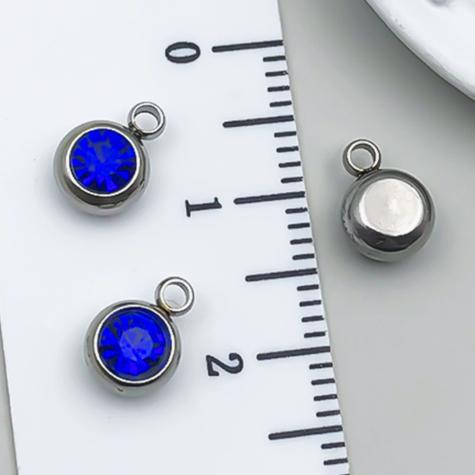 12pcs Mix Birthday Pendant Round Stainless Steel Rhinestone Charms For Jewelry Making Supplies DIY Necklace Bracelets Materials