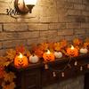 Battery Operated Pumpkin Lamps 2Pcs Halloween Flameless Candles, LED Candle, Decorative Candles Candy Bag Fillers for Light, 3D Tealight Thanksgiving