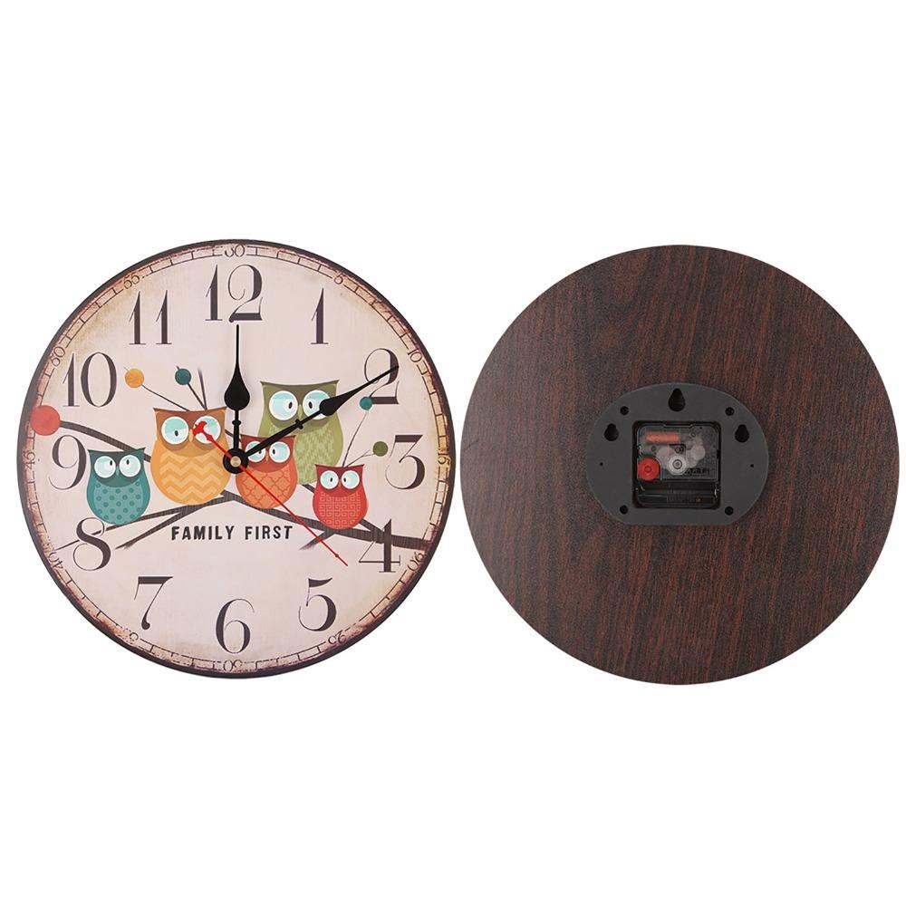 Battery Operated Wooden Wall Clock Silent Movement Home Decor Clock Retro Wall Clock Wall Mount
