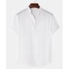Men's  Summer Polo Shirt Cotton Linen Two Button Striped Men's Sports Polo