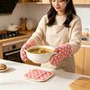 Thickened Cotton Oven Mitts with Heart Print Heat-Resistant Baking Gloves for Microwave Grill & Cooking Non-Slip Breathable Kitchen Essential