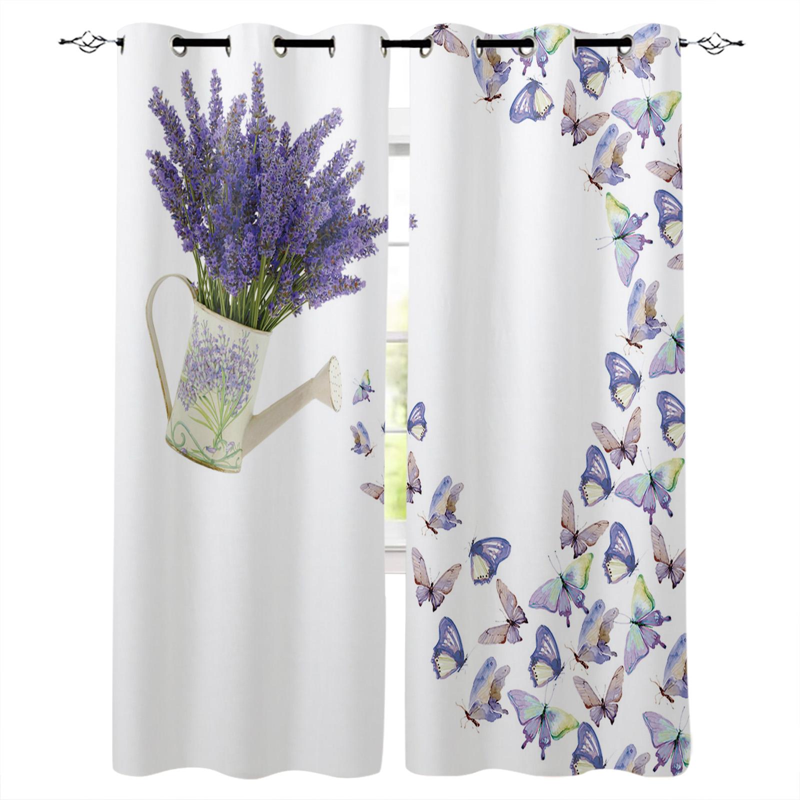 

Фіолетові квіти лаванди Віконна завіса для вітальні Спальня Домашній декор Кухня Для віконних штор 135W x 60H(cm)