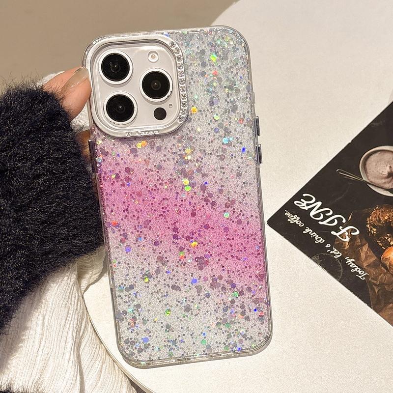 Luxury Bling Glitter Sequins Colorful Clear Case for iPhone 16 15 14 Plus 13 12 Pro Max 11 Shining Shockproof Tpu Bumper Cover