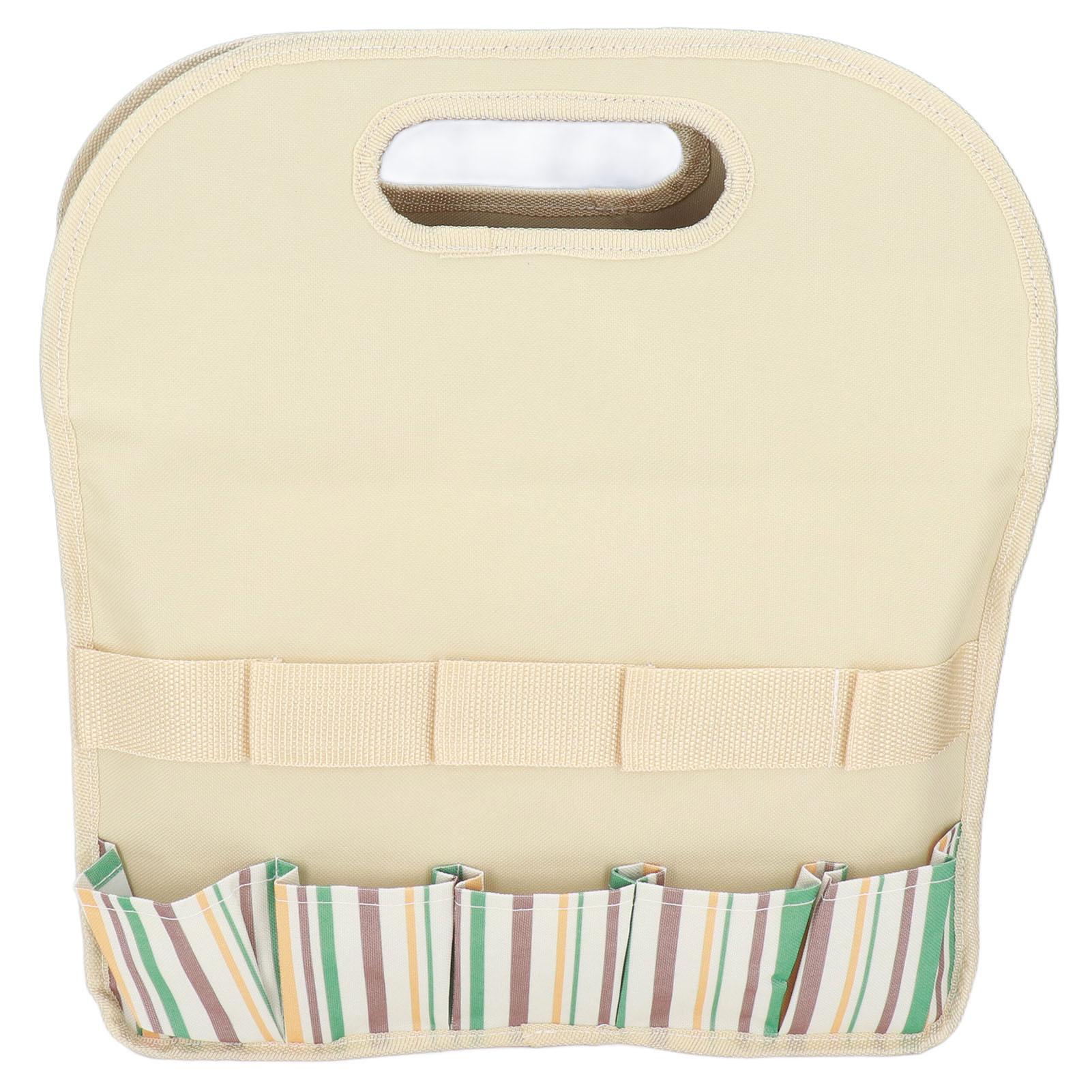 

Garden Tool Bag Garden Tote Storage Bag with Multi Pockets Home Organizer for Indoor and Outdoor Gardening Khaki stripe stitching
