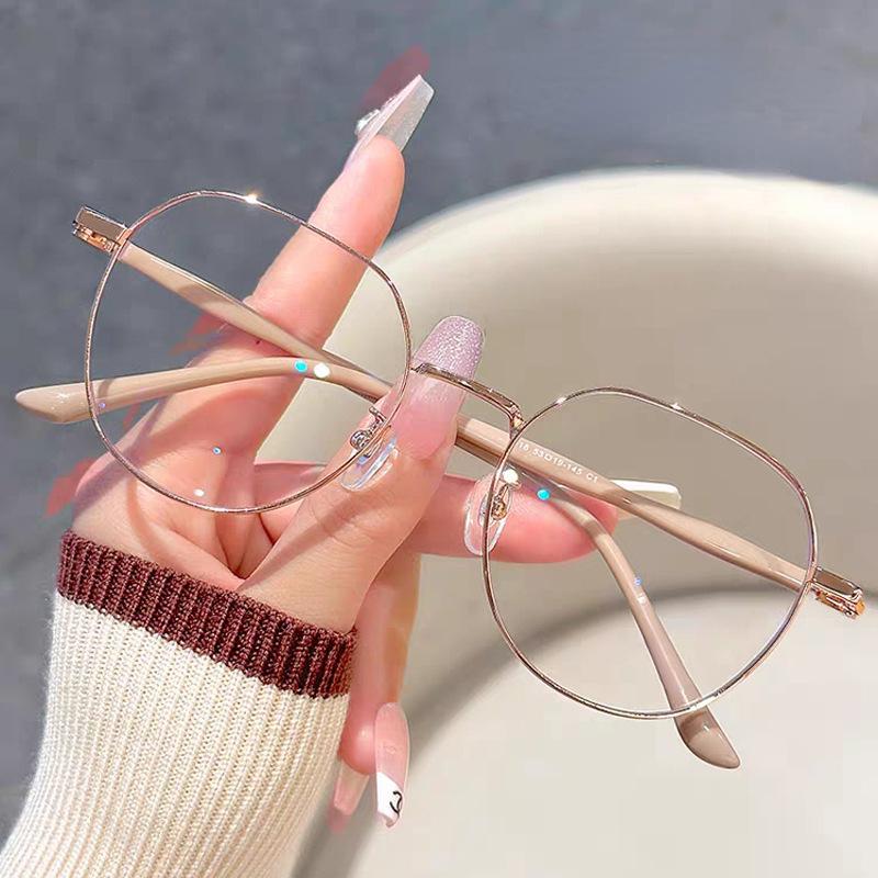 Oversized Round Frame Myopia Eyeglasses Fashion High Definition Near Sight Goggle Blue Light Blocking Eyewear 0-1.0-1.5-2.0-4.0