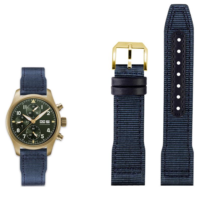 Klasyczny 20/21/22mm Wysokiej jakości nylonowy pasek do zegarka ze skóry cielęcej Pasuje do IWC Pilot SPITFIRE MARK18 Portofino TOP GUN IW389101 Pasek do zegarka