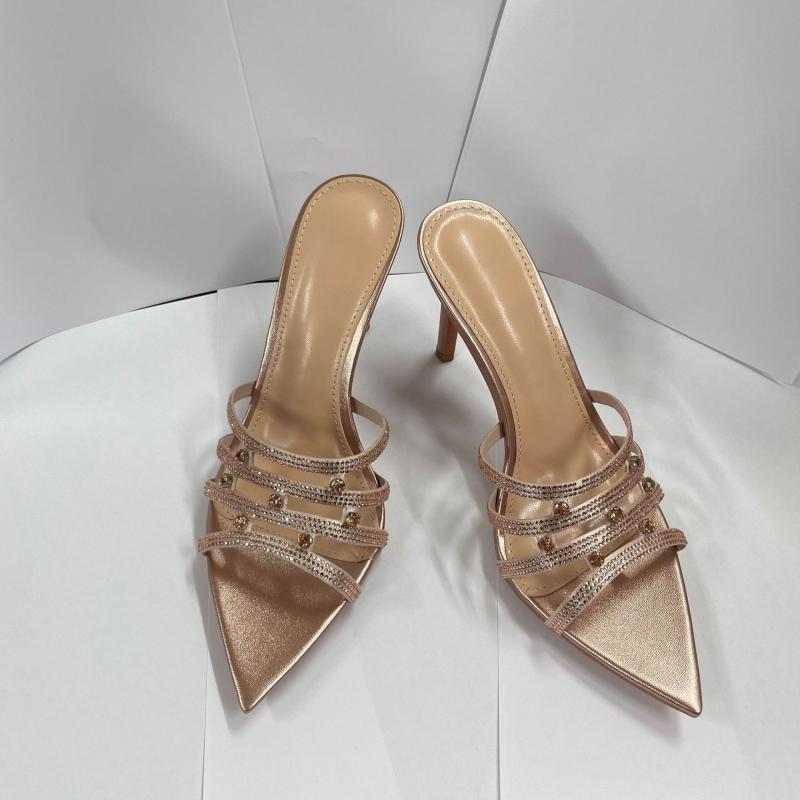 Women's Summer Rhinestone Pointed-toe Stiletto Mules  Stylish Slip-on Sandals For Outdoor Wear