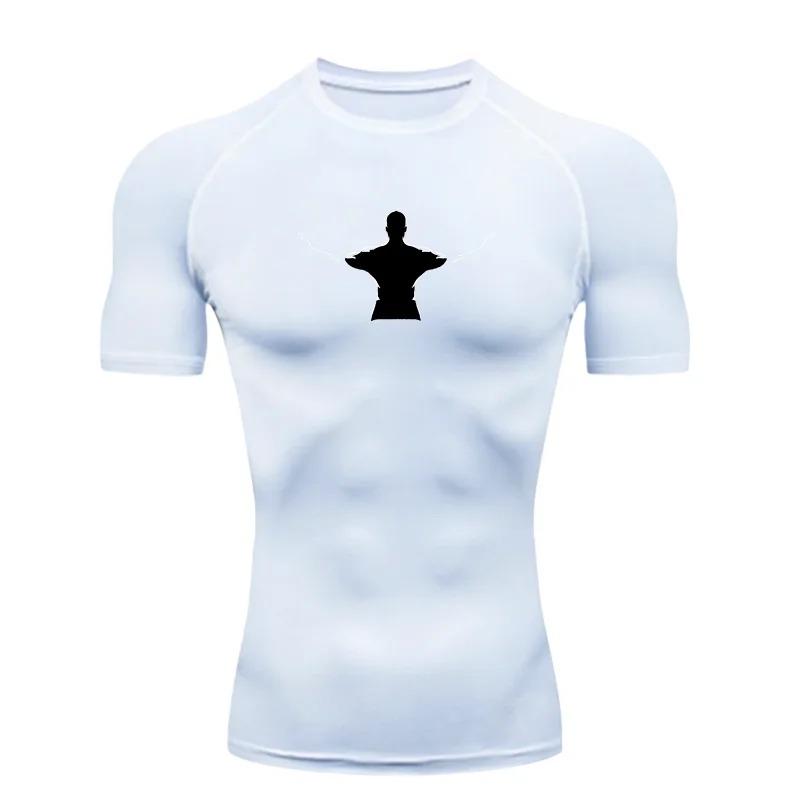 Men's Sports T- Shirt Training Fitness Workout Compression Short Sleeve Rashguard Athletic Summer Breathable Tees Comfortable Breathable Slim Fit