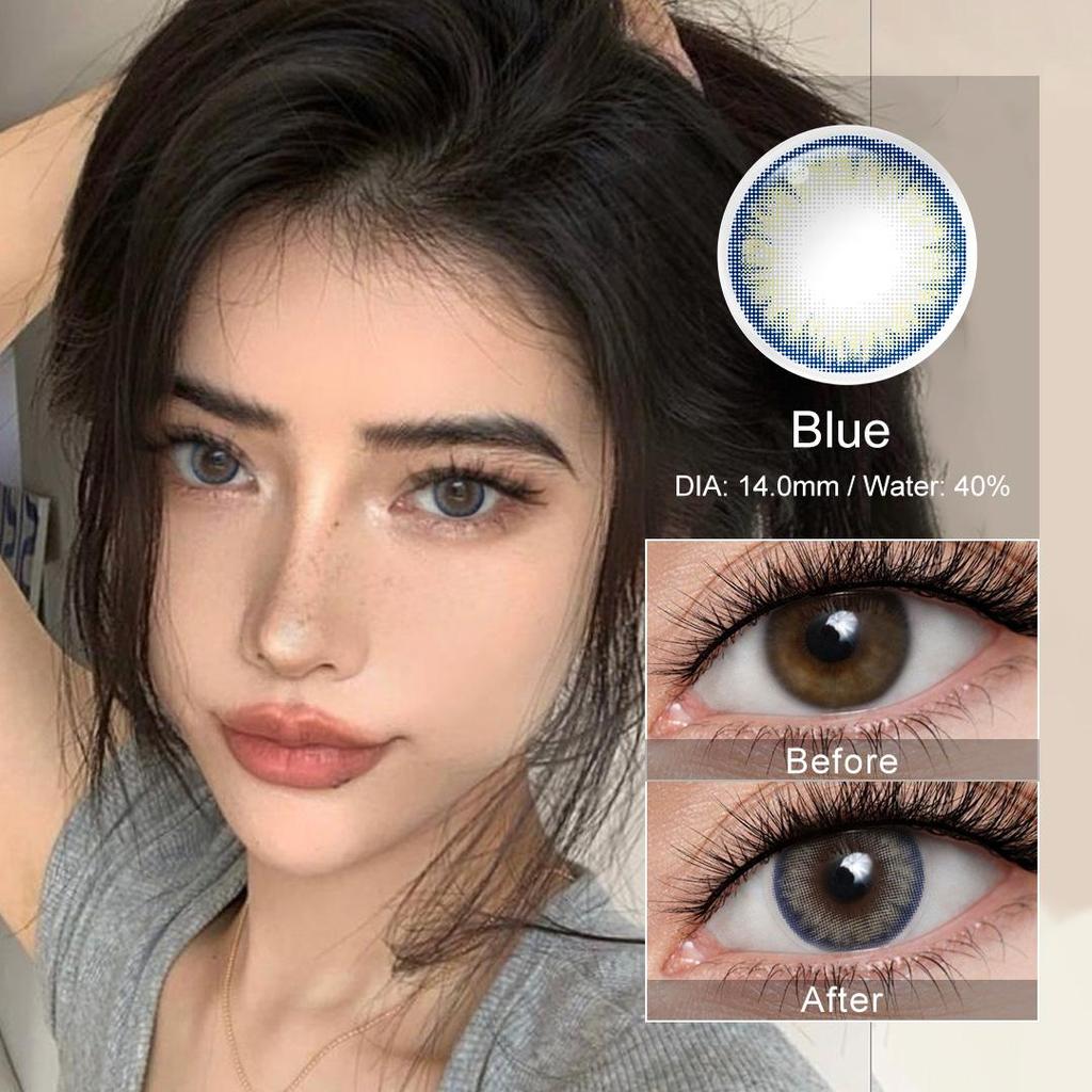 FreshGo Fargede kontaktlinser Kosmetikk Blå fargelinse for øynene Naturlig skjønnhet Elever 1 par årlig myk kontaktlinse