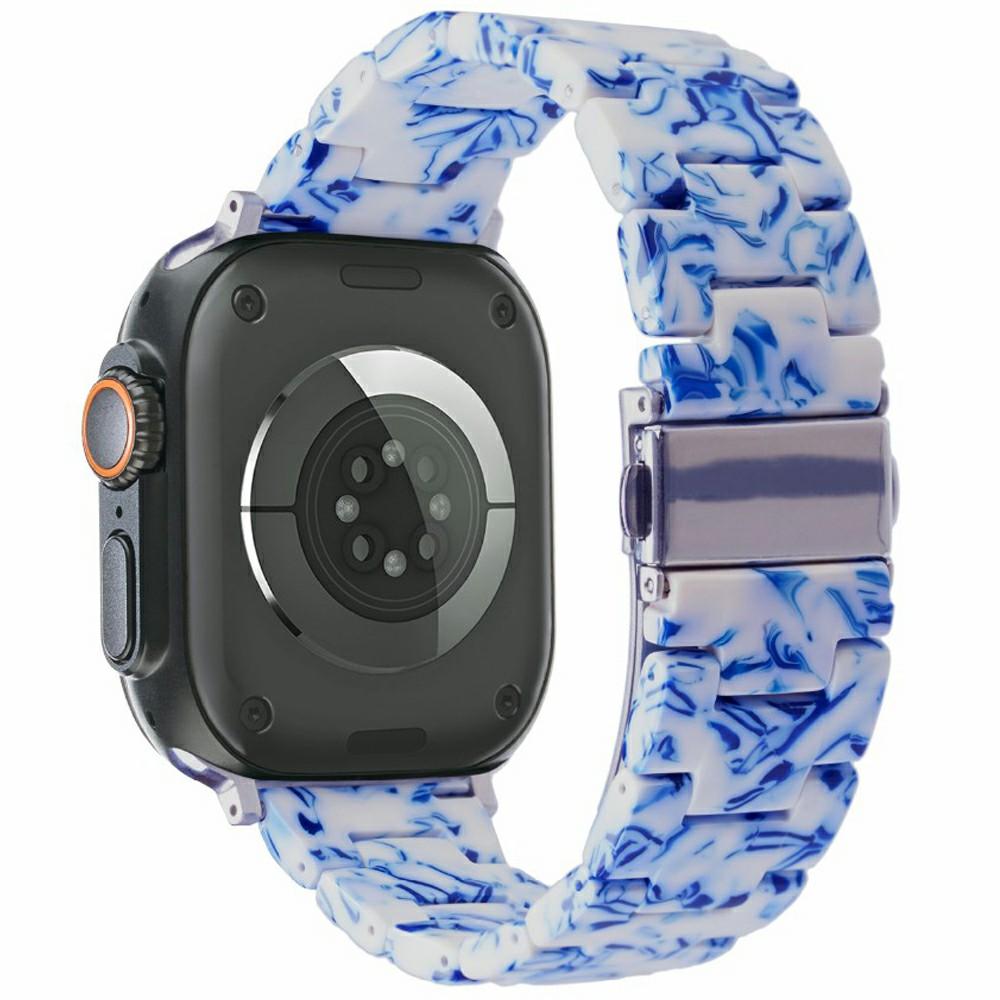 

Resin Watch Band for Apple Watch Series 10 Ultra 9 8 7 SE 6 5 4 3 2 1 46mm 49mm 45mm 44mm 42mm 3-Bead Wrist Strap Blue White