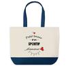 Tote bag - PLANETEE - Sac shopping fond bleu Bazar d'un Sportif d'amour - Coton 40x45 cm - Fabriqué en France
