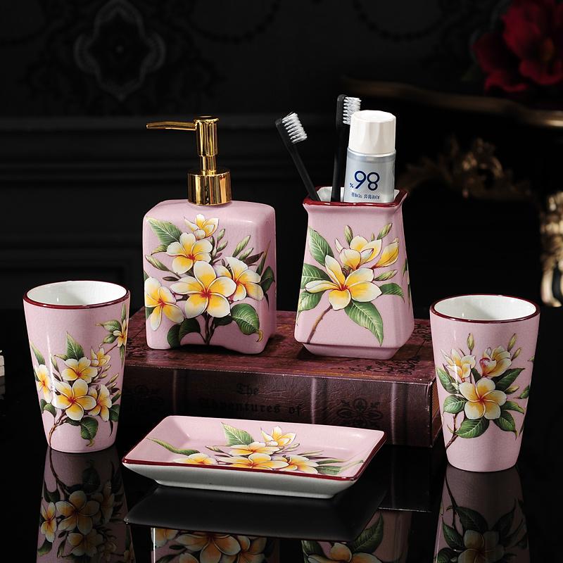 Ice cracked ceramic bathroom wash set bathroom mouthwash cup hand soap bottle soap dish toothbrush holder bathroom accessories