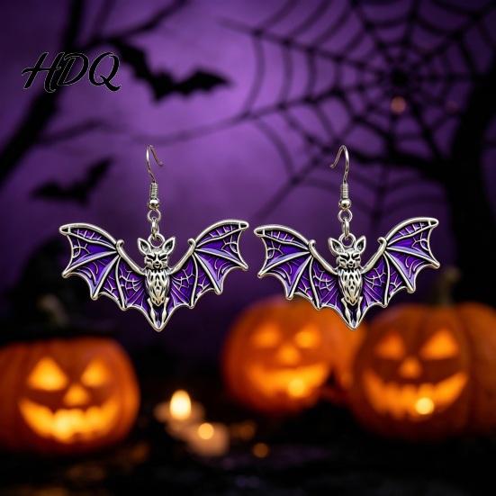 Unique Dark Aesthetic Jewelry Gothic Bat Halloween Accessory Vintage Punk Necklace Viking Durable Vampire Style Accessories Dangle Drop Earrings for