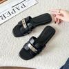 Sheepskin version~ French slippers women's fashion beach vacation 2025 new summer wear one-word flat bottom sandals