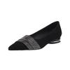 Herbst vielseitig matt spitz zulaufend Mode Temperament schwarz Arbeitsschuhe Strass niedriger Absatz Strass flacher Ausschnitt Einzelne Schuhe Damen