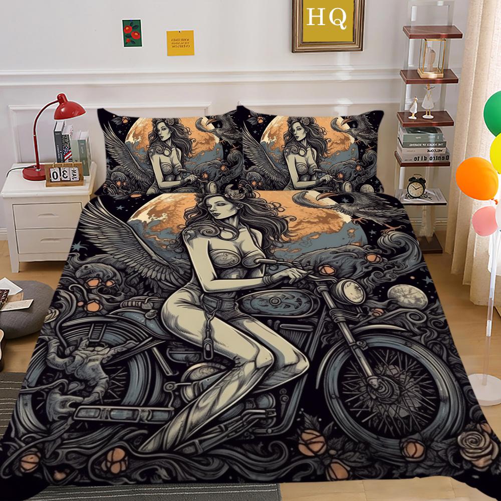 Krásný povlak na lůžkoviny s potiskem lebky Dvojitá velikost Mikrovlákno Ložní prádlo Teen Cool Módní Dekorace ložnice