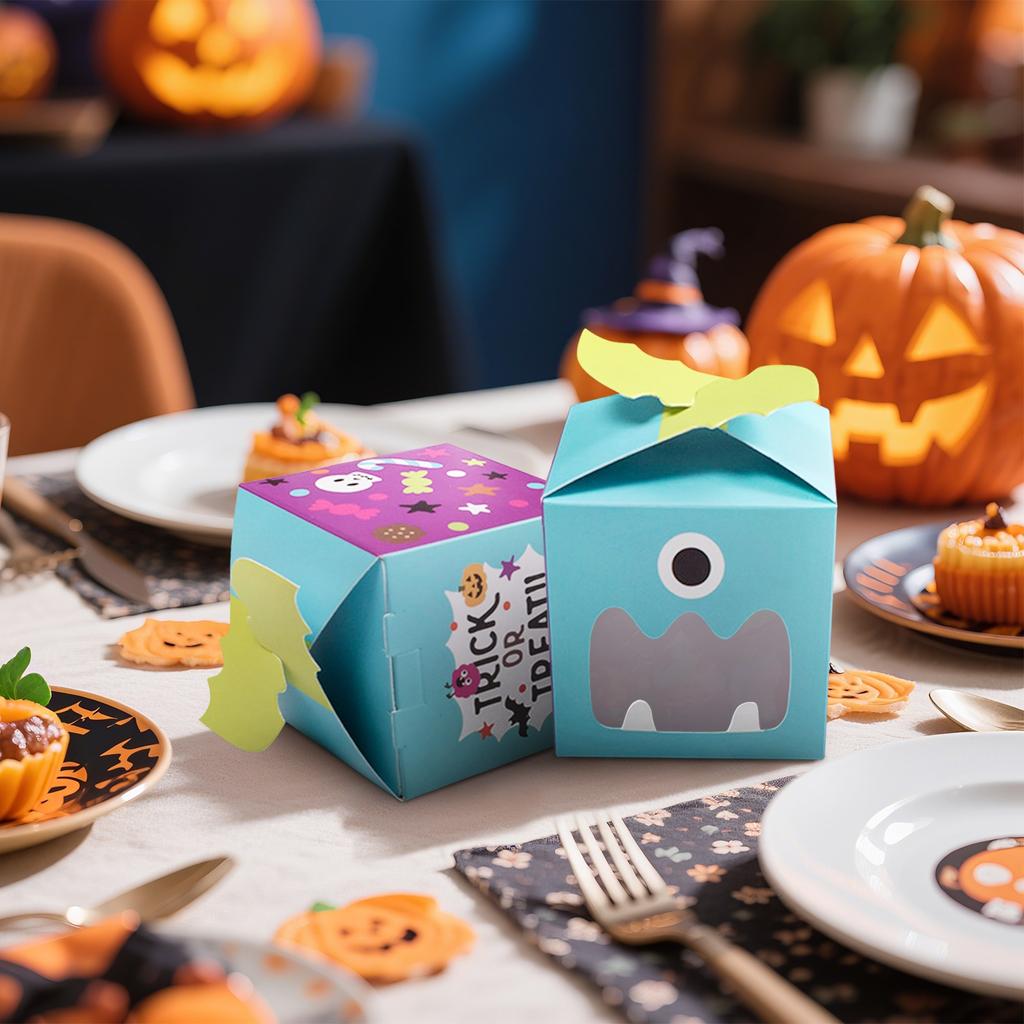 10 Pieces Halloween Cupcake Boxes Halloween Individual Carriers Party Boxes With Clear Window For Cupcake Gifts Wrap Dessert Table Decoration