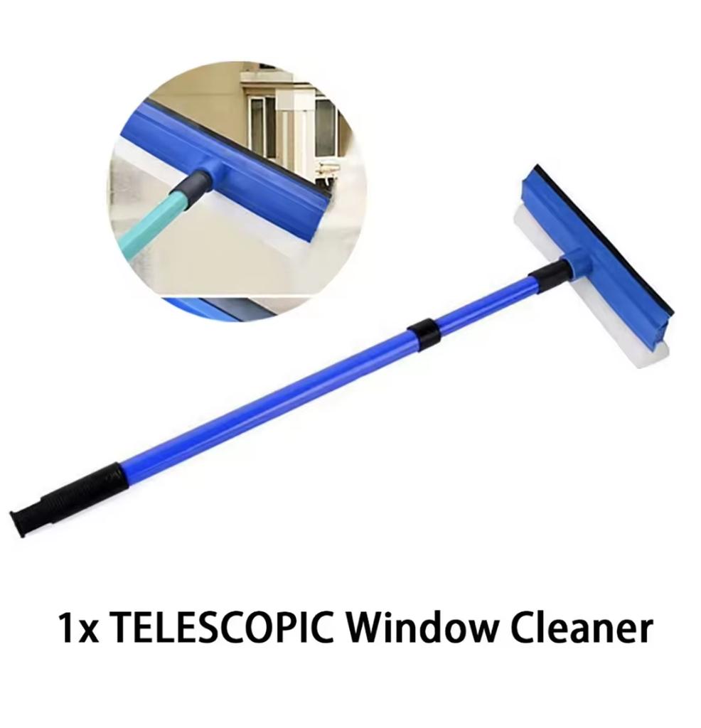 2 In 1 Telescopic Window Glass Cleaner Wiper Long Handle Sponge Brush Window Mop Squeegee Wiper Cleaning Tool