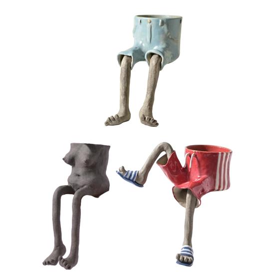 Creative Furniture Flower Pot, Cute Resin Planters, Funny Leg Shape Garden Figurines Planter for Home Lawn Yard Outside Decor