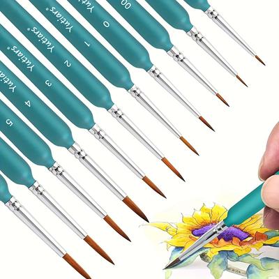 11-teiliges Premium-Pinselset mit dreieckigem Naturholzstiel für Aquarell, Öl, Basteln, Zeichnen