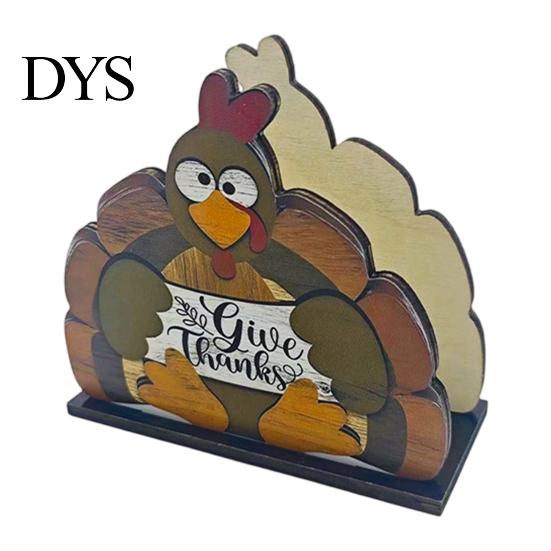 Decorative Tissue Storage for Countertop Thanksgiving Solid Wood Napkin Holder, Fall Harvest Gnome Scarecrow Turkey Table Decor Dispenser, Waterproof