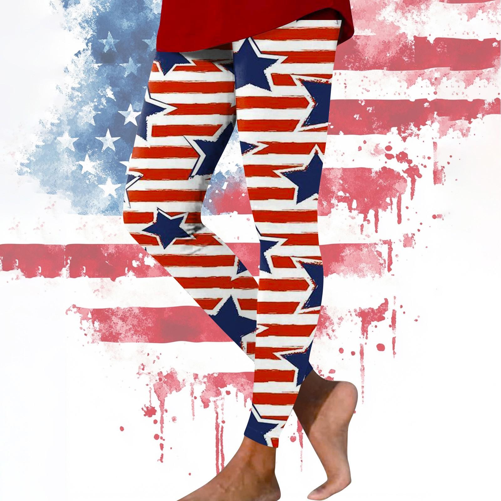 

Женские повседневные модные уличные брюки с принтом «День независимости» узкие эластичные укороченные брюки для йоги L